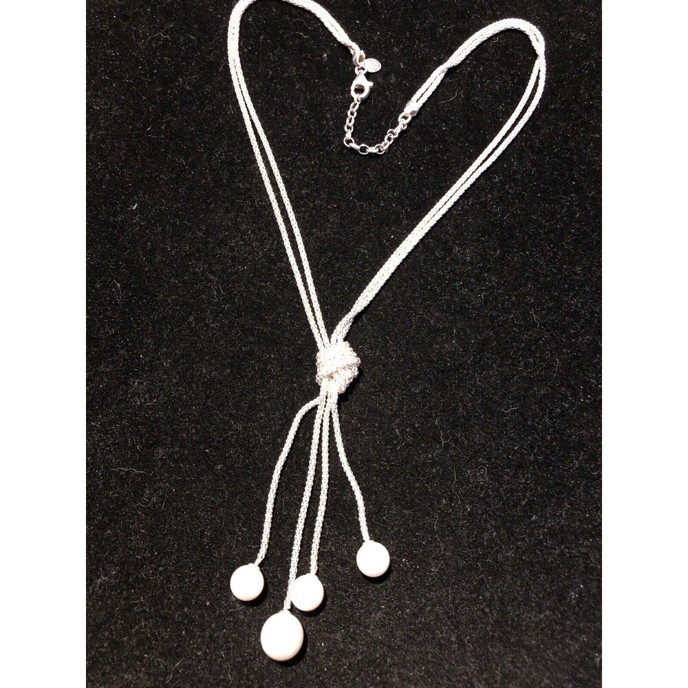 Dyadema Italy sterling necklace pearl Dangle 925 jewelry Double Strand Rare 18”